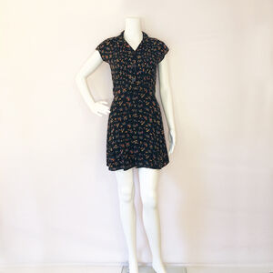Urban Outfitters Dark Floral Button Front Mini Dress Size XS